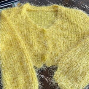Yellow Fuzzy Women's Sweater